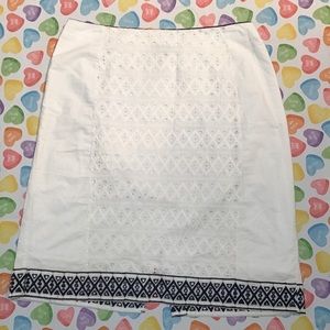 .114 Adrianna Papell Women’s White Eyelet Aline Midi Skirt Black Hem
